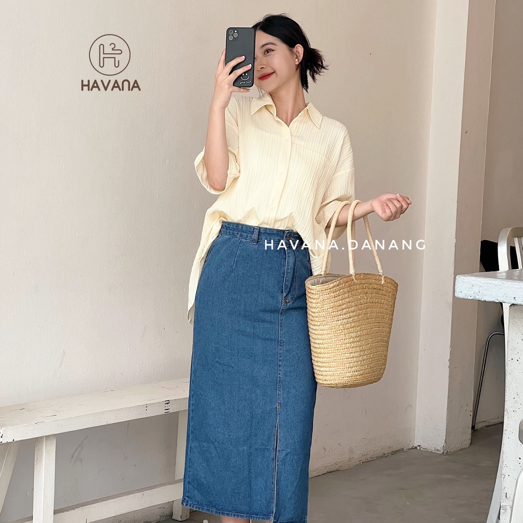 Áo sơ mi xốp ngắn tay, sơ mi gân sọc có dây buộc nơ lưng freesize form rộng AE190