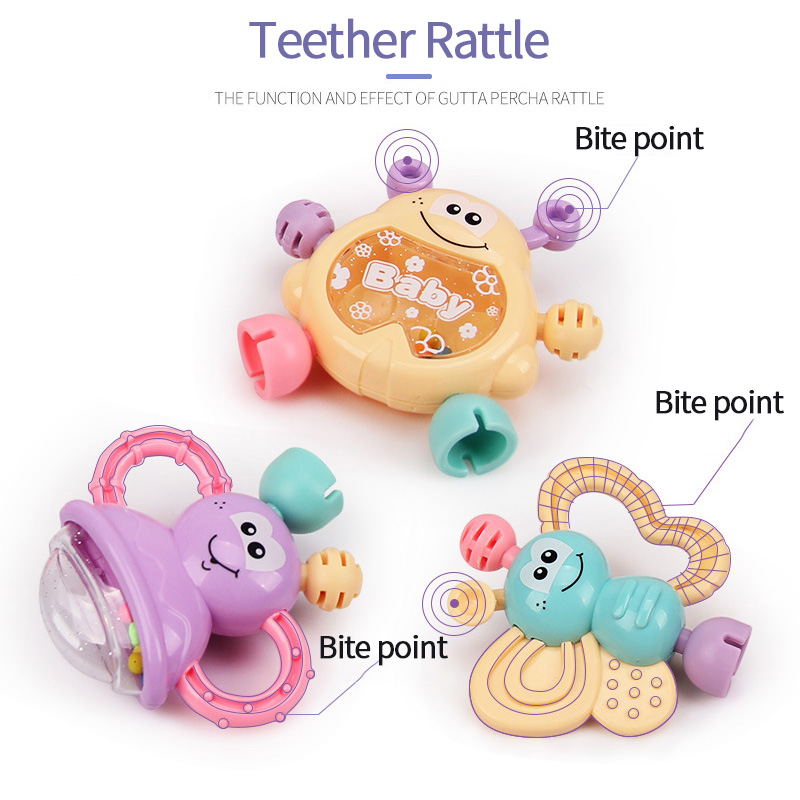 7Pcs Newborn Teether Baby Toys Early Learning Infant Wrist Rattle Teething Bite Playset Toy Baby Soft Rubber Safety