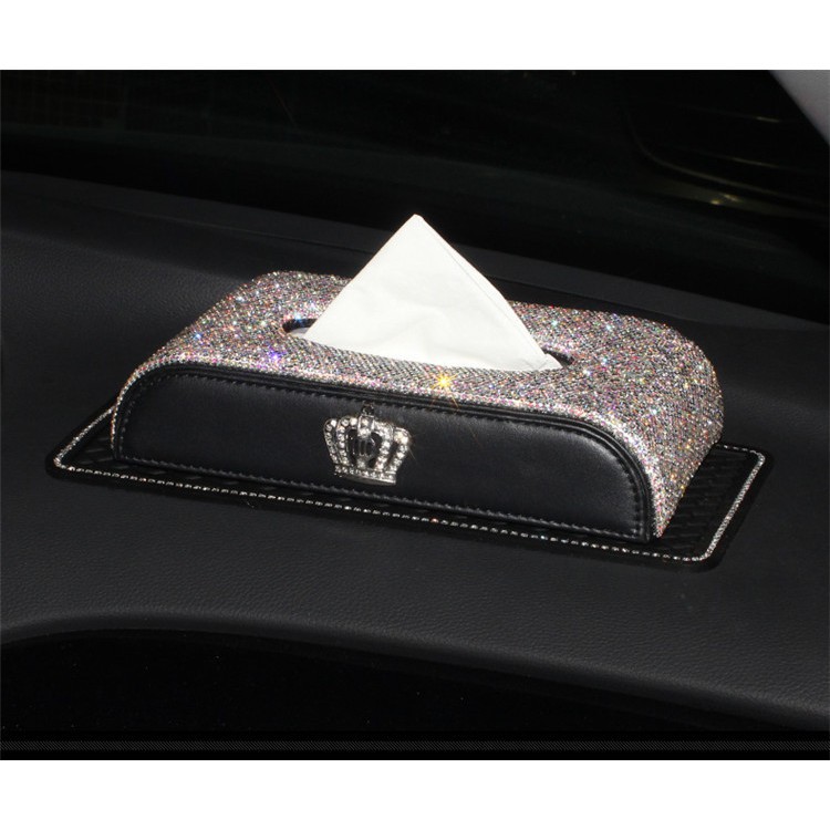 Hộp đựng Khăn Giấy Trên Xe Ô Tô Đính Đá - Phụ Kiện Trang Trí Xe Hơi Cao Cấp, tiện lợi vừa sang chảnh