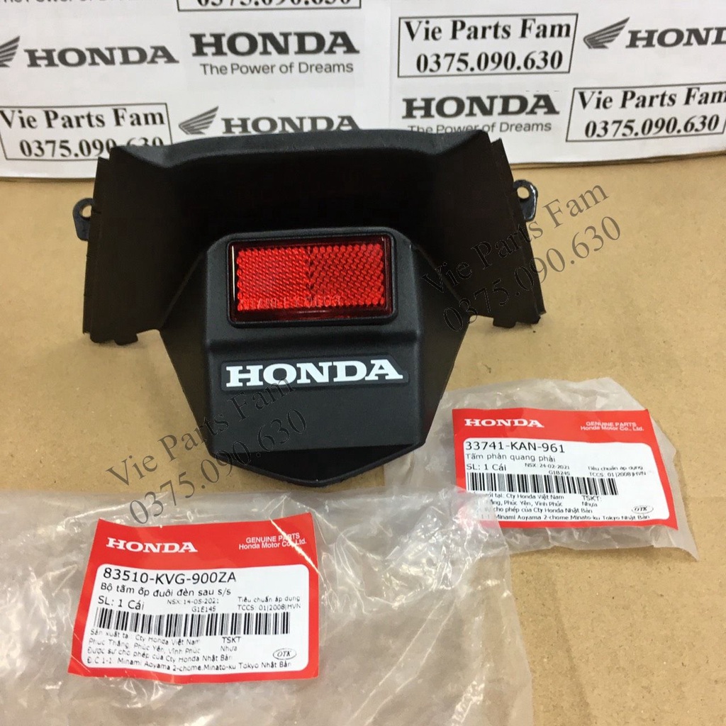 Combo Ốp đuôi  và tấm phản quang AB đời đầu/ Air Blade 2007-2008-2009-2010, chính hiệu Honda Motor VN mới 100%