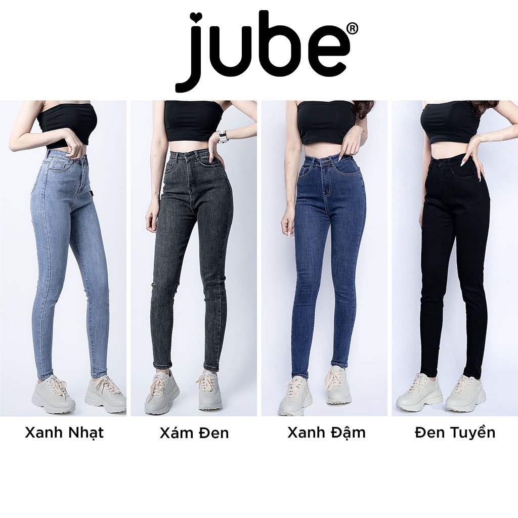 Quần Jean Nữ Lưng Cao JUBE Vol.2, Quần Bò Nữ Skinny Trơn Basic Phom Dài Vải Jean Co Giãn Hack Dáng, BST Signature Jeans