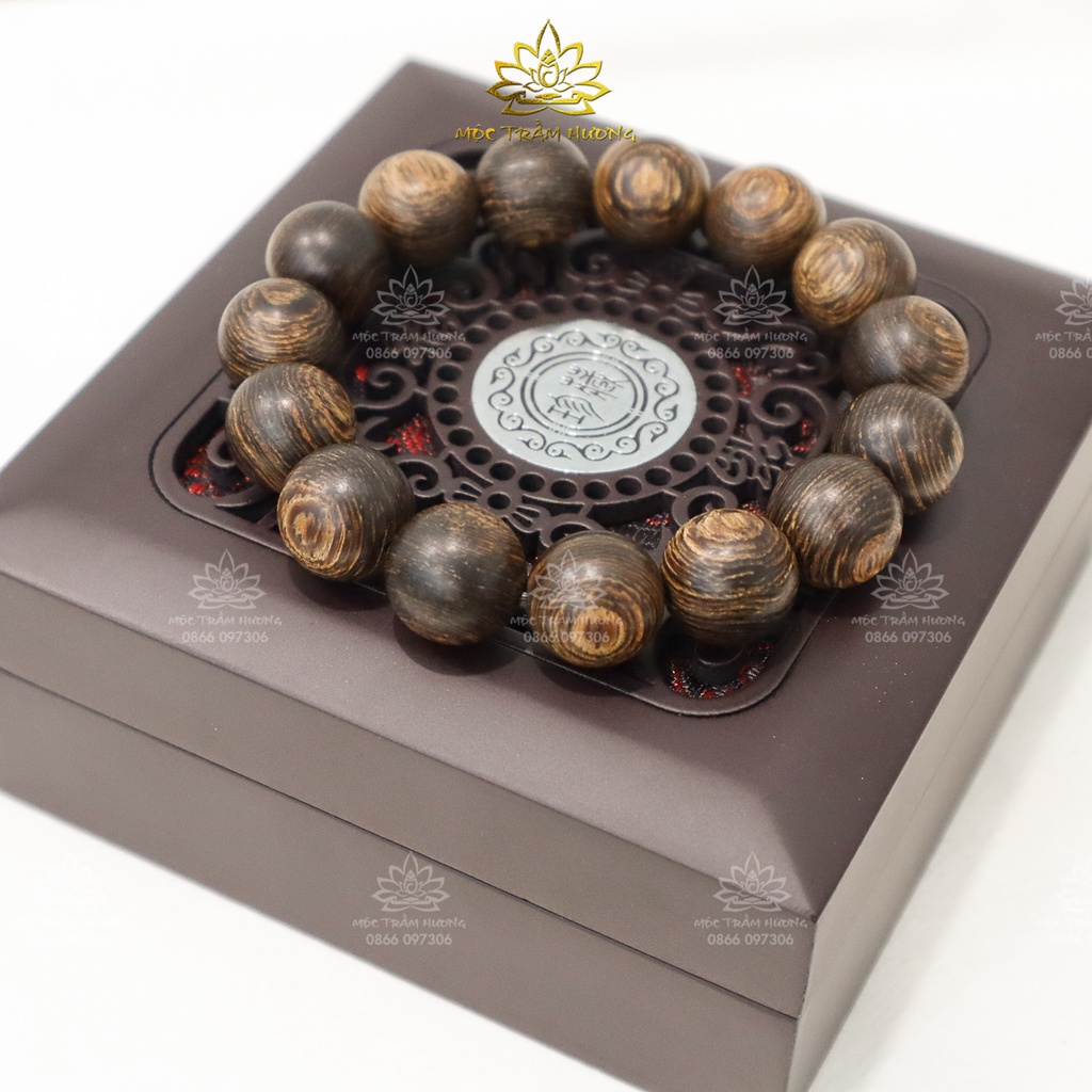 Vòng Tay Trầm Hương MTH JEWELRY Tròn Đơn 14mm Size Nam Trầm Sánh Chìm Việt - Trầm Tự Nhiên - Mùi Dịu Nhẹ