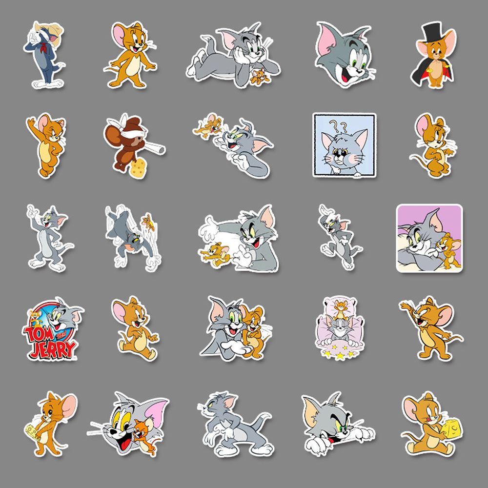 LANFY Mini Tom &amp; Jerry Stickers Label Graffiti Stickers Stationery Stickers Guitar Waterproof Kawaii Luggage Cartoon Decoration Skateboard Decals