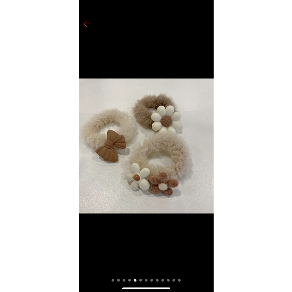 Lẻ Dây cột tóc lông nhung họa tiết hoạt hình phong cách Hàn Quốc