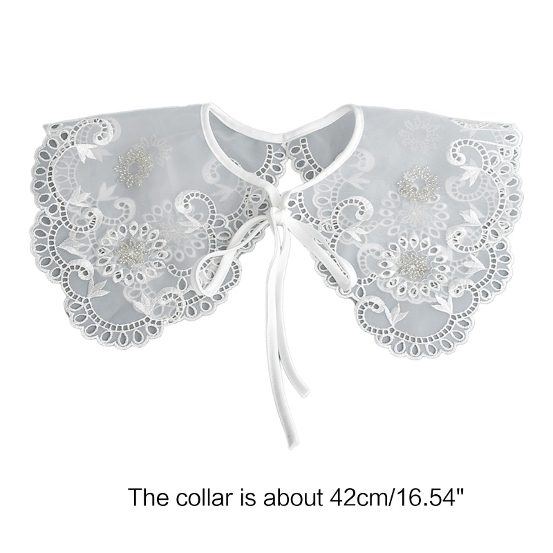 Khăn Choàng Cổ Mỏng Nhẹ Thêu Họa Tiết Hoa Đính Hạt Cườm Có Thể Tháo Rời Đa Năng Thời Trang Cho Nữ