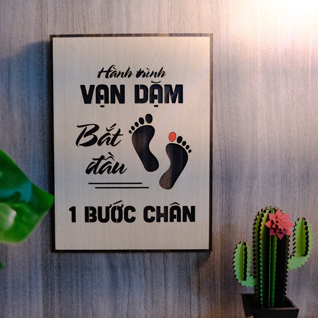 [Hành trình vạn dặm bắt đầu 1 bước chân] Tranh treo tường Gỗ tạo động lực TBIG008