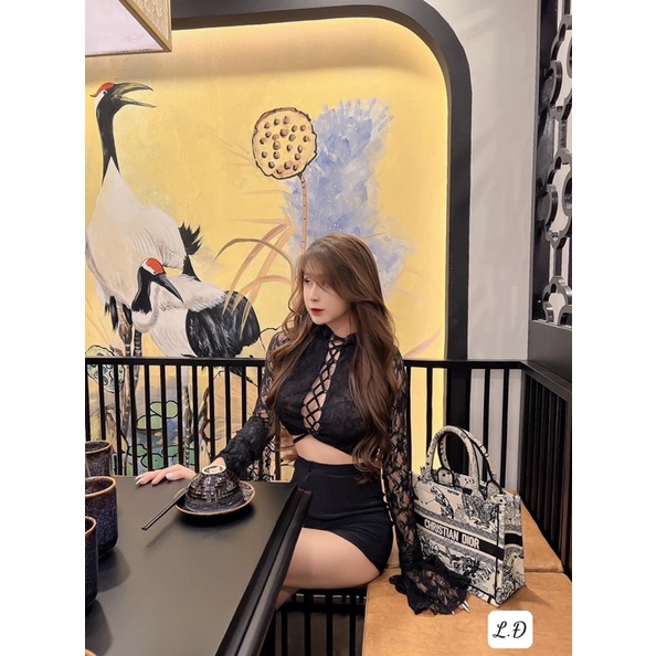 Set ren sexy đan tay loe