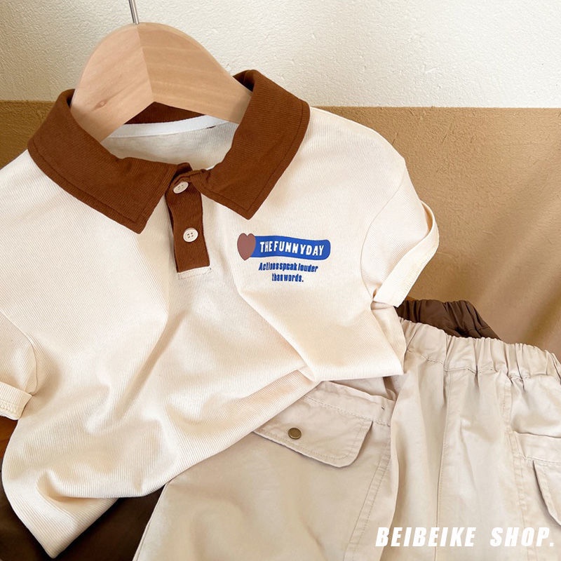 Áo Thun Polo Cotton In Màu Sắc Retro Thời Trang Mùa Hè Hàn Quốc Dành Cho Trẻ Em