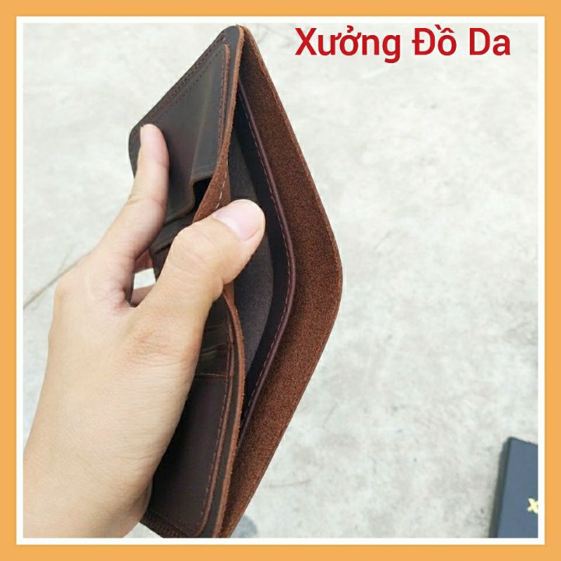 Ví nam đứng da bò sáp ngựa điên nhập khẩu cao cấp