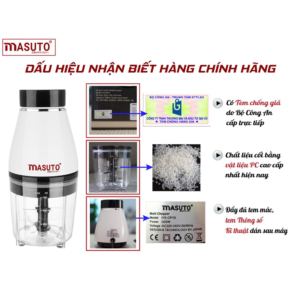 [VOUCHER 30K] Máy xay sinh tố đa năng Masuto xay thịt tôm cua cá ăn dặm siêu nhuyễn mịn chỉ 10s cối nhựa 0,7L