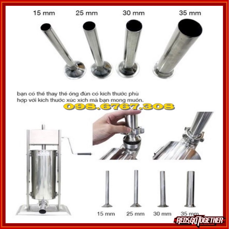 Máy Đùn Xúc Xích Quay Tay Dung Tích 3 Lít 5 Lít 7 Lít Inox sáng bóng  Máy Nhồi Lạp Xưởng Nem Chua Thủ Công