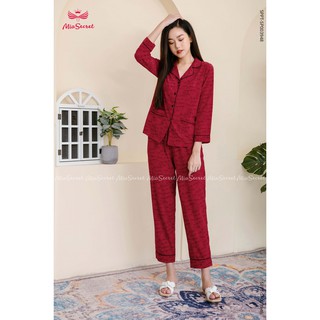 Bộ Pijama Lụa Chữ Đỏ