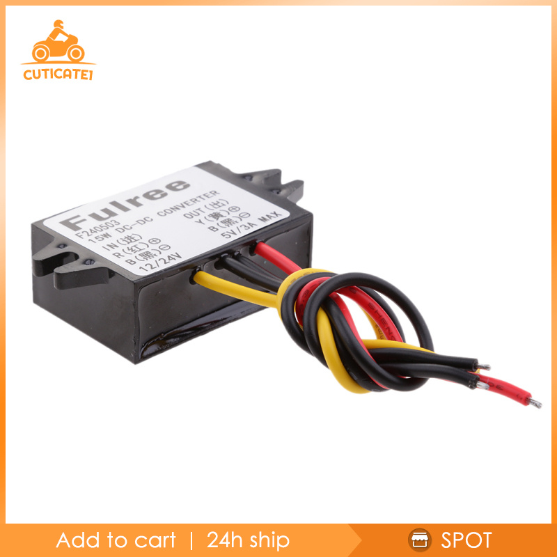 Bộ Chuyển Đổi Nguồn Điện Từ 12v 24v Sang 5v 3a 15w Dc Cho Đèn Led Xe Hơi