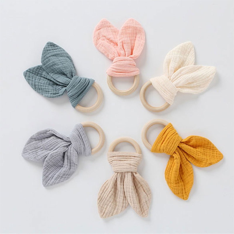 Đồ Chơi Ngậm Mọc Răng Hình Tai Thỏ Chất Liệu Cotton Mềm Mại Thoải Mái Cho Bé Sơ Sinh