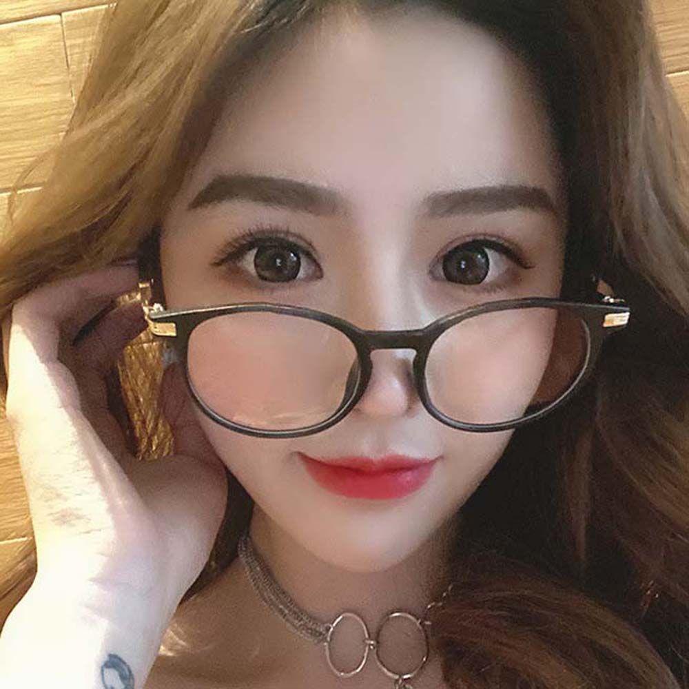 Mắt Kính Chống Bức Xạ Tròng Tròn Màu Đen Ngà Phong Cách Hàn Quốc Cho Nam Và Nữ