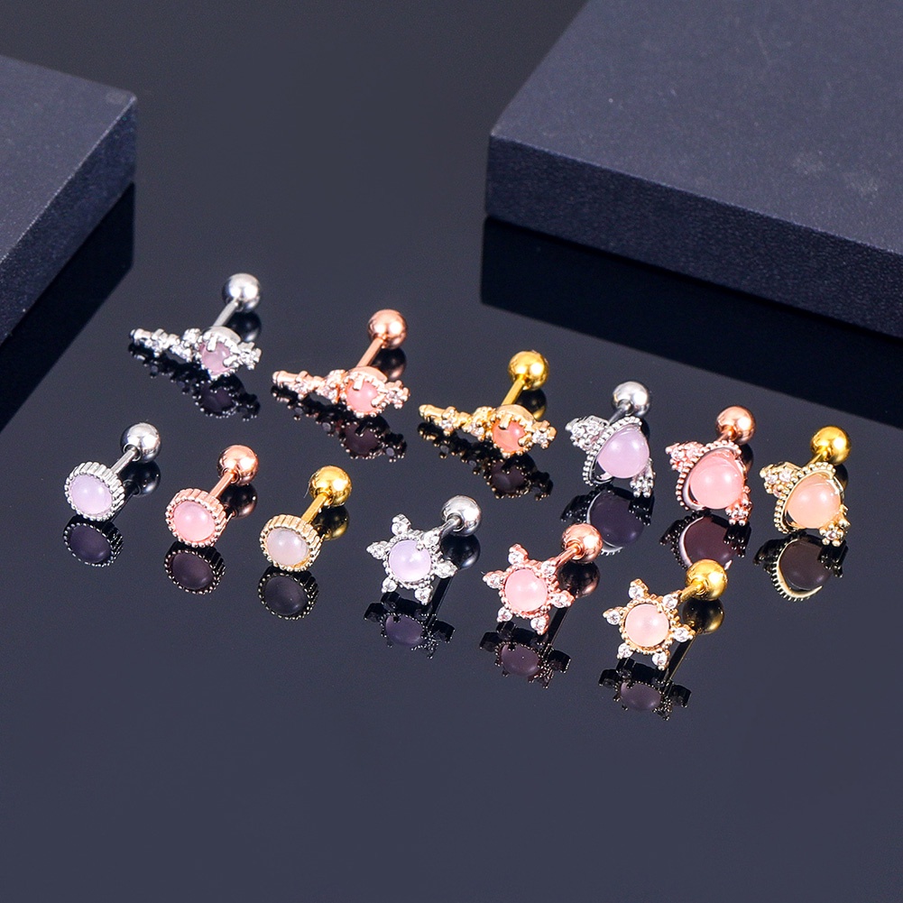 Hoa Tai Đính Đá Zircon Nhiều Màu Sắc Ngọt Ngào Cho Nữ