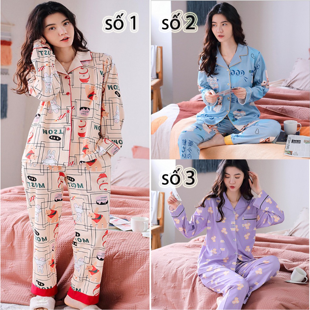 {ẢNH THẬT} Đồ bộ nữ Pijama thu đông mặc nhà chất vải Cotton 100% style Hàn Quốc, sài rất thoải mái- Shop Thủy Bông