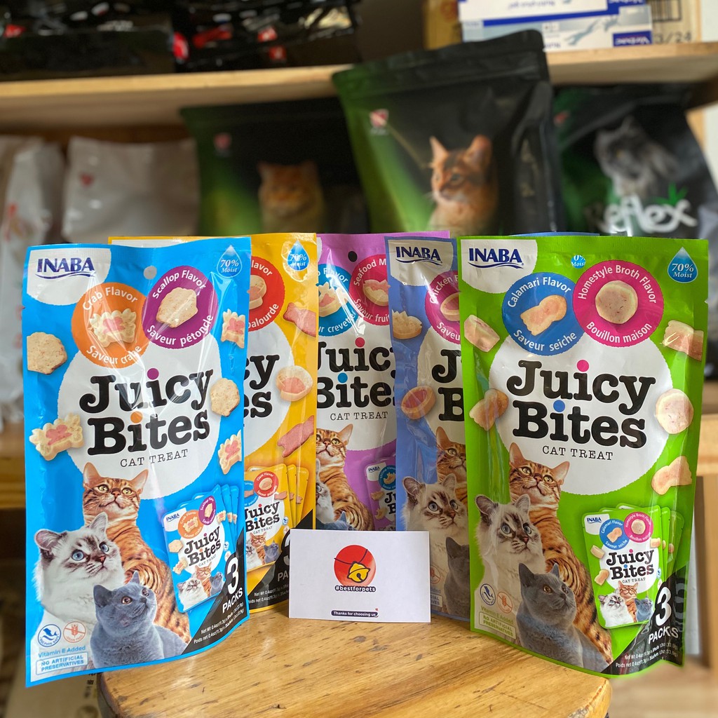 Snack bánh thưởng Inaba Juicy Bites dạng mềm cho mèo nhiều vị hấp dẫn - Gói 33,9g/ gói