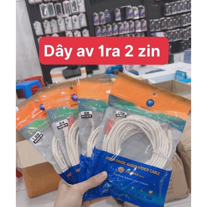 (1,8 mét) Dây 1 đầu 3.5 ra 2 AV chính hãng AV