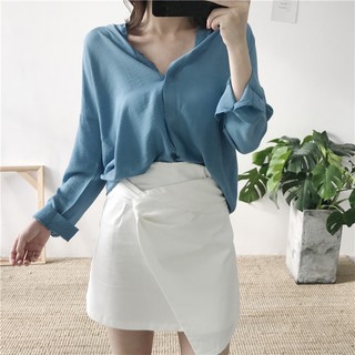 (Có sẵn) Áo sơ mi công sở voan thô form rộng