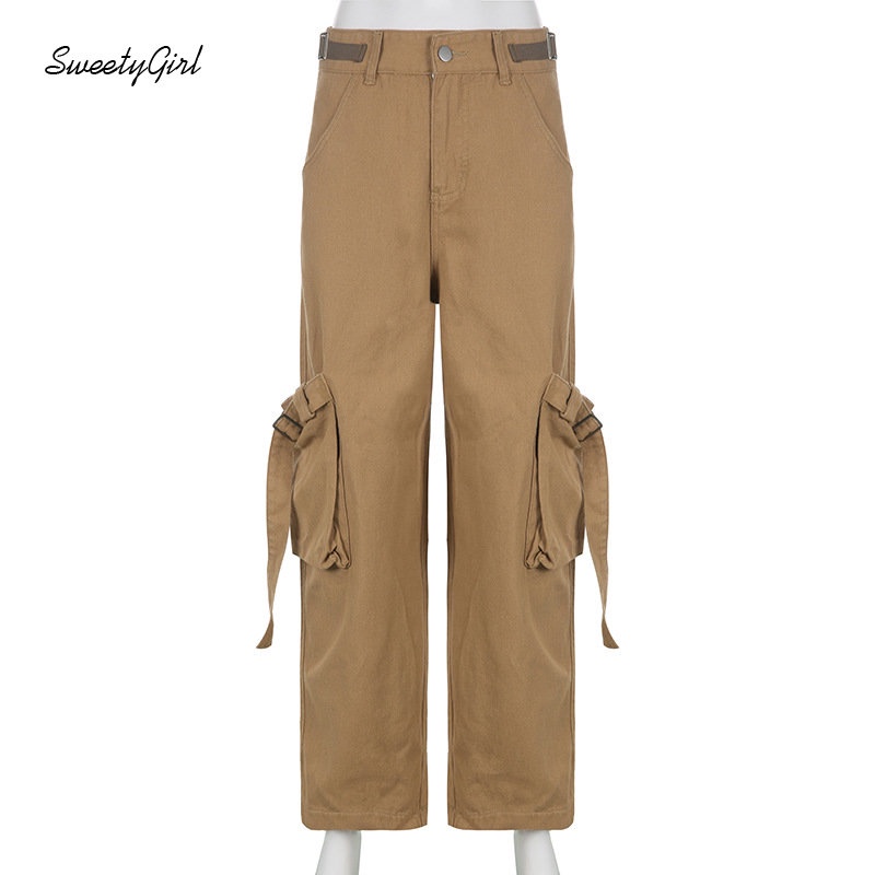 Quần Kaki Dài Lưng Thấp Dáng Rộng Màu Trơn Thời Trang 2022 Cho Nữ