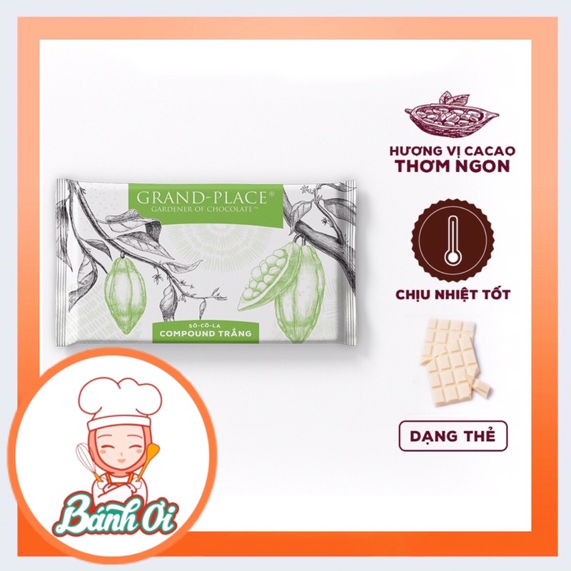 Socola thẻ trắng / socola Compound trắng Grand Place - socola thẻ/thỏi 1kg