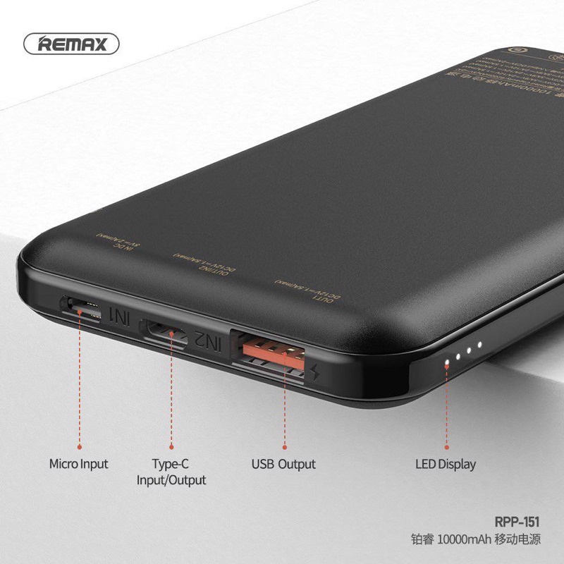 Pin dự phòng Remax RPP_151 10000 mAh Boree series sạc nhanh giá rẻ