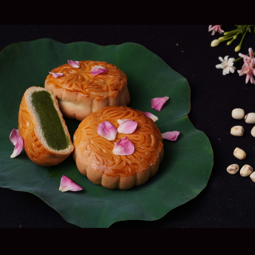 Bánh trung thu Nhật Bản Nakayama Geppei nhân matcha trà xanh Nhật Bản 140g