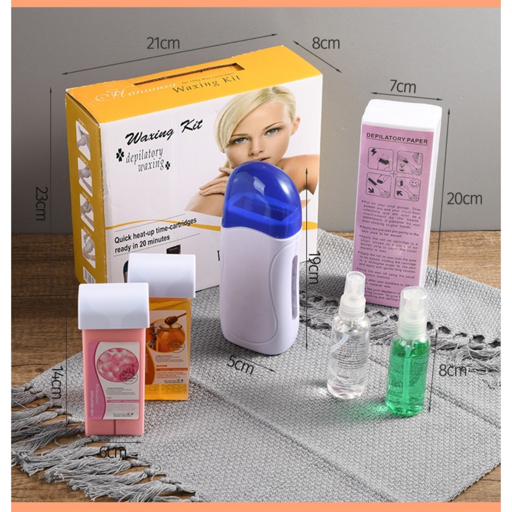 [Bộ Kit Wax Lông tại nhà đầy đủ] Bộ máy wax lông mini hiệu quả (1 máy wax 1 thanh sáp 2 lọ tinh chất 1 bịch giấy wax)