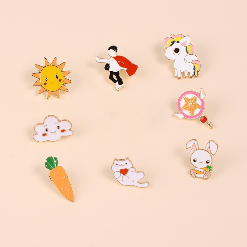 Ghim Cài Áo Kim Loại Tráng Men Hình Thỏ Quả Bơ Hoạt Hình Dễ Thương Cho Trẻ Em