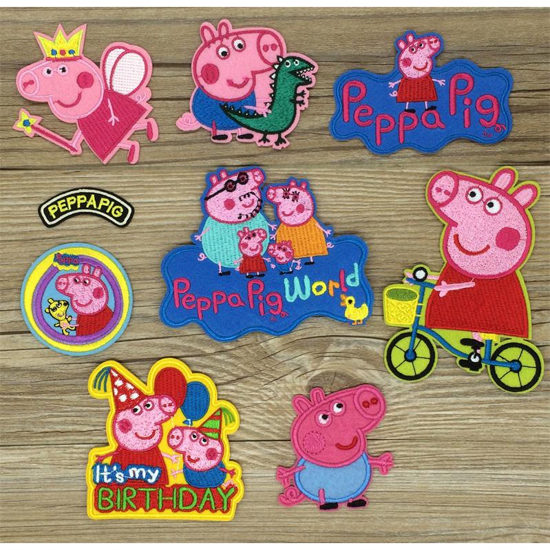 Nhãn Dán Ủi Quần Áo Thêu Hình Heo peppa / Bố / Heo peppa george denier sirebeca series / Có Thể Ủi Được diy