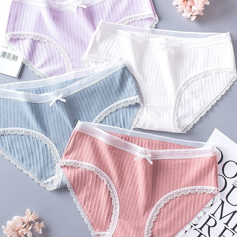 Quần Lót Cotton Viền Ren Phối Nơ Sợi Thiên Nhiên QL06 | BigBuy360 - bigbuy360.vn