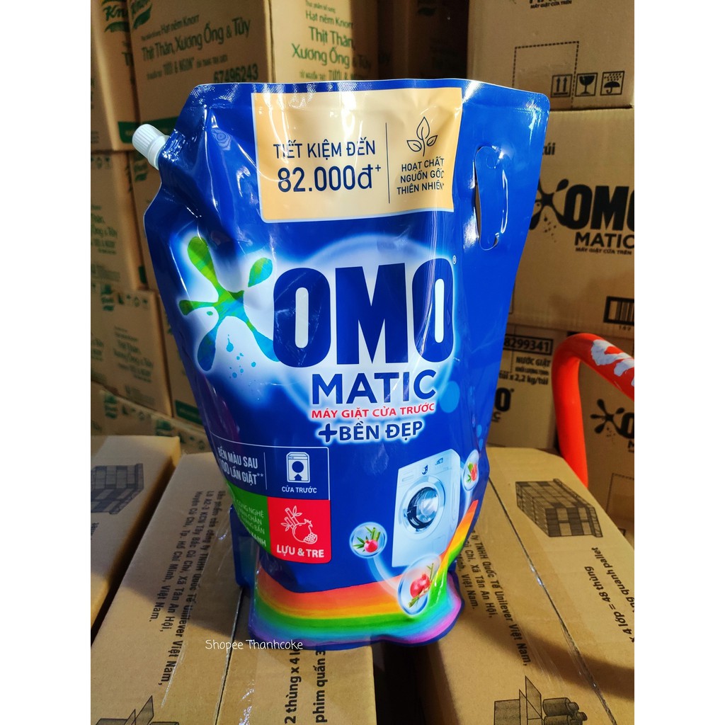 Nước Giặt OMO Matic Mới Cửa Trên 4kg (Đỏ) & Cửa Trước 3.7kg (Xanh) Có nắp vặn