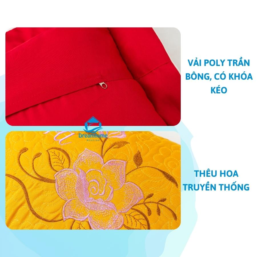 Vỏ gối nằm cotton poly trần bông dây khóa kéo, vỏ gối size 40x60 (1 đôi) | BigBuy360 - bigbuy360.vn
