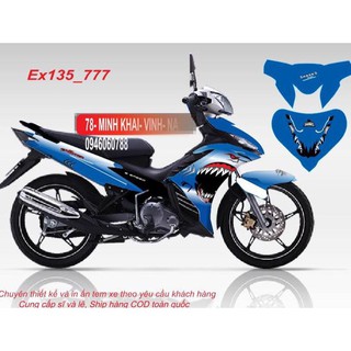 Tem xe exciter 135 cá mập xanh dương shark, độ team trùm decal xe máy ...