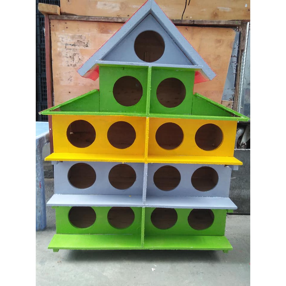 Chuồng chim bồ câu bằng gổ 15 lỗ sơn màu