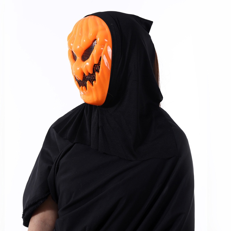 Youyo Mặt Nạ Hóa Trang Halloween Hình Bí Ngô Ác Quỷ Màu Cam Kèm Khăn Turban Cho Tiệc Kinh Dị