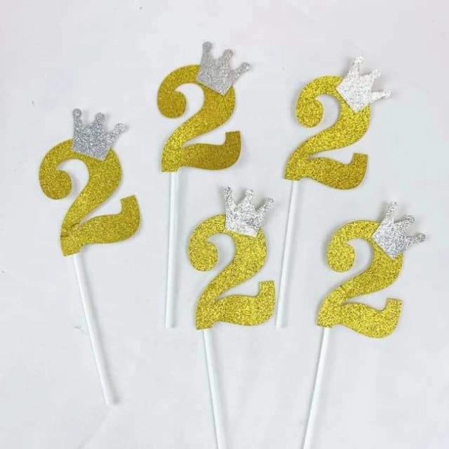 phụ kiện bánh kem [FREESHIP❤️] bộ 50 số vương miện vàng đủ số