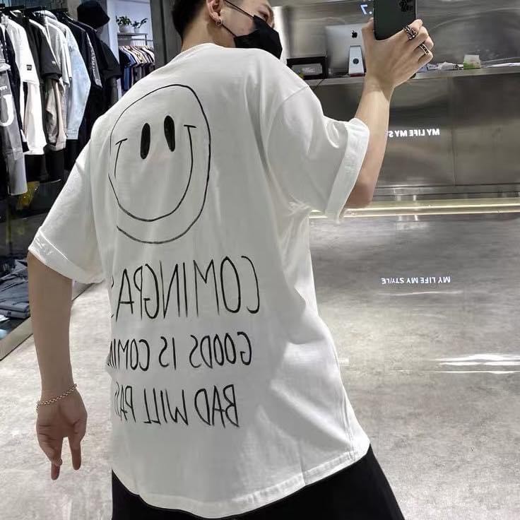 Áo thun tay lỡ form rộng hình Icon Mặt Cười, hình in to và cực đẹp, có size to(Big size), phong cách Unisex AL25