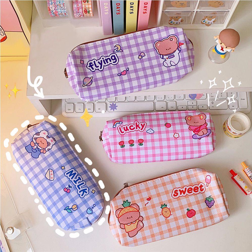 Túi Đựng Bút / Mỹ Phẩm Cỡ Lớn Đa Năng Họa Tiết Gấu Hoạt Hình Dễ Thương