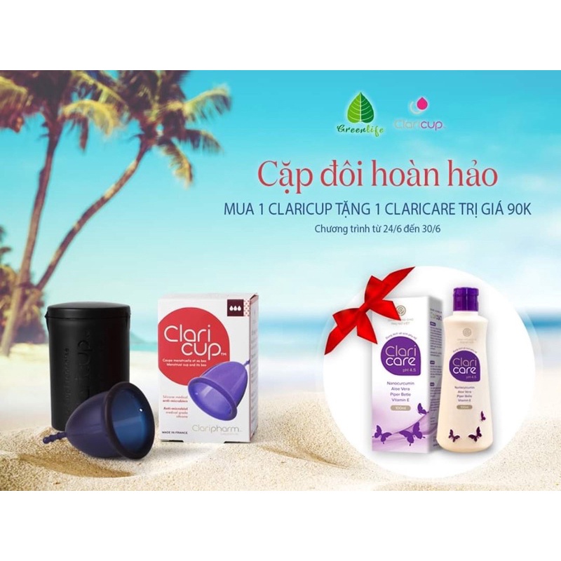 [ TẶNG QUÀ GIÁ TRỊ] Bộ cốc nguyệt san CLARICUP kháng khuẩn [ CAM KẾT CHÍNH HÃNG]