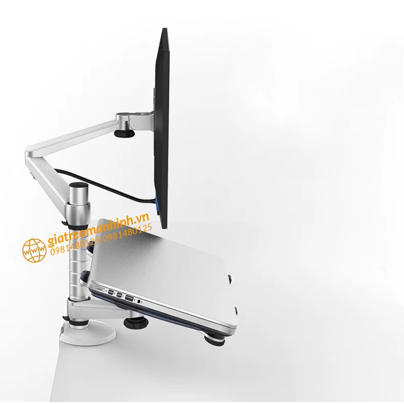 Giá Treo Màn Hình OA 7X 17 - 24 - 27 Inch (Upto 32&quot; ) - Kèm Tay Treo Đỡ Laptop 10 - 15.6 Inch - Gắn Bàn Đa Năng