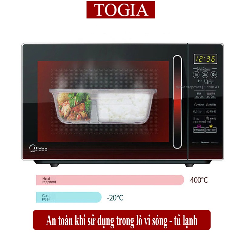 Hộp Cơm Văn Phòng - Thố Hộp Thủy Tinh Đựng Thực Phẩm Quay Được Trong Lò Vi Sóng 520ml TOGIA