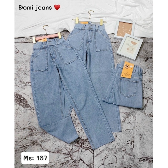 Quần jean baggy nữ ống rộng dáng dài suông