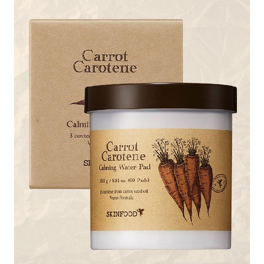 Hộp 60 Miếng Đệm Dưỡng Ẩm Chăm Sóc Da 100% Cà Rốt 250g