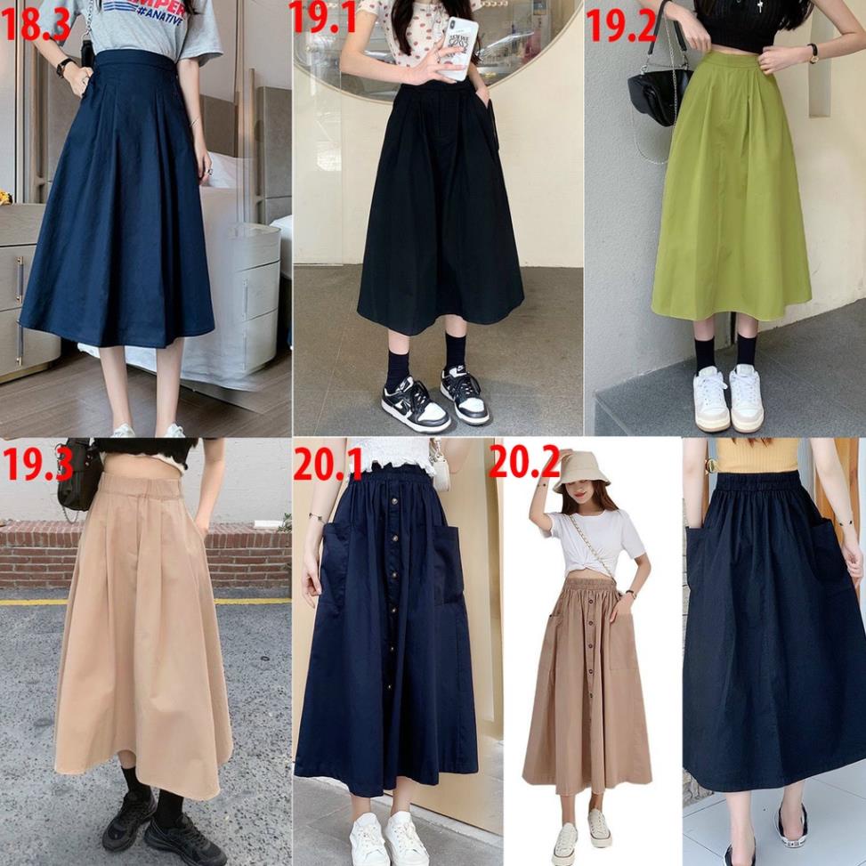 Chân váy ulzzang xếp ly dáng dài chữ A, Chân váy kiểu MIDI cực sang chảnh form chuẩn, Chân váy cạp cao siêu thời trang