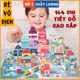 Bộ xếp hình khối gỗ thành phố