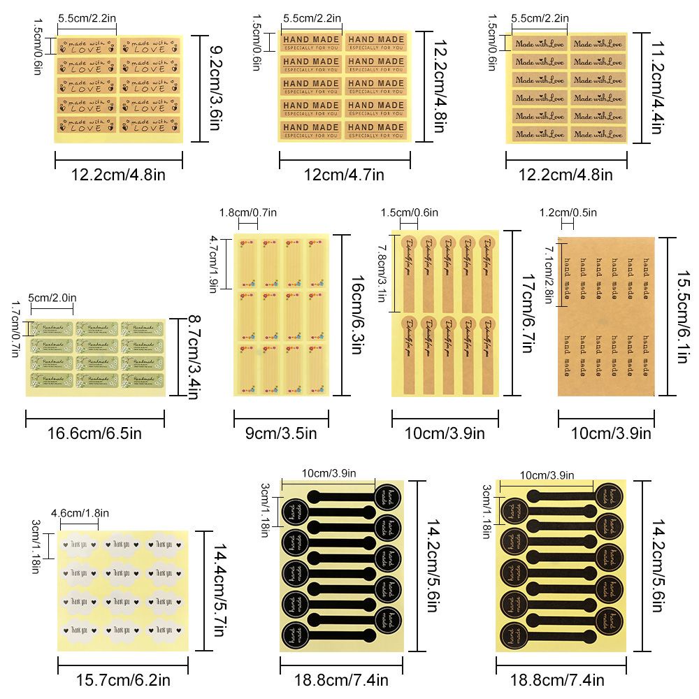 Set 10 tờ nhãn dán hộp quà in chữ tùy chọn DIY