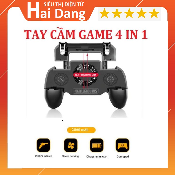 Tay Cầm Chơi Game PUBG Tích Hợp Tản Nhiệt Và Sạc Dự Phòng Cho Điện Thoại Iphone Android