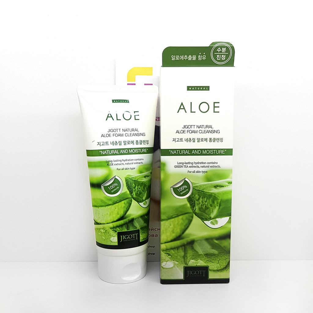 Sữa Rửa Mặt Dịu Da Cấp Ẩm Chiết Xuất Nha Đam JIGOTT Natural Aloe Foam Cleansing Foam 180ml